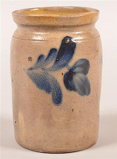 Stoneware Storage Jar with Cobalt Blue Slip Decoration.