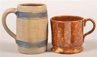 Two Various Antique Pottery Mugs.