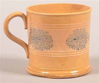 Blue Mocha Seedweed Yellowware Pottery Child's Mug.