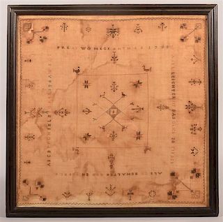 PA 1795 Four Way Cross Stitch Sampler Handkerchief.