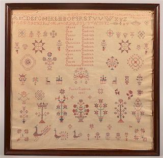1834 Mennonite Cross Stitch Family Register/Sampler.