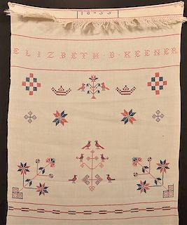 1855 Pennsylvania Cross Stitch Show Towel.