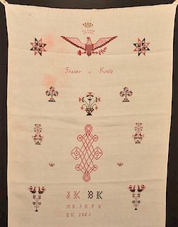 1861 Pennsylvania Cross Stitch Show Towel.