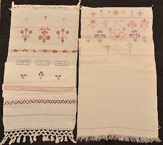 Two Pennsylvania 19th Century Cross Stitch Show Towels.