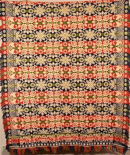 1838 Henry Keever Womelsdorf Pa. Jacquard Coverlet.