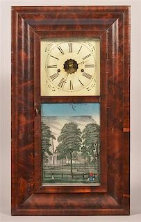 J.C. Brown Mahogany Veneered Ogee Case Clock.