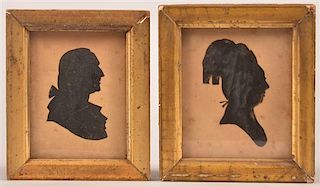 19th Cent. George and Martha Washington Silhouettes.