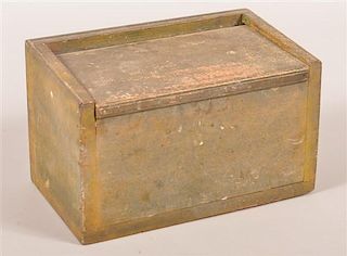 19th Cent. PA Green/Yellow Painted Softwood Salt Box.