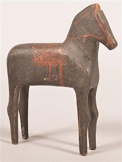 Antique folk Art carved and Painted Wood Horse Toy.