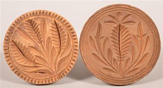 Two Pennsylvania 19th Century Carved Wood Butter Prints.