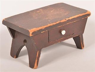 PA 19th Century Softwood Footstool with Skirt Drawer.