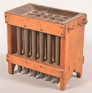 19th Century Wood and Tin 24 Tube Candle mold.