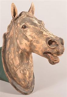 19th Century Plaster of Paris Horse Head Trade Stimulator.