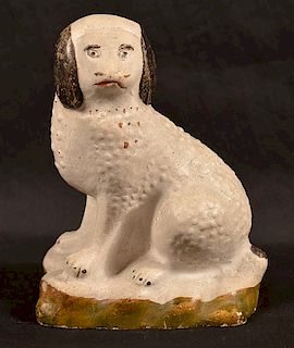 Pennsylvania 19th Century Chalkware Seated Dog.