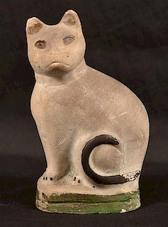 Pennsylvania 19th Century Chalkware Seated Cat.