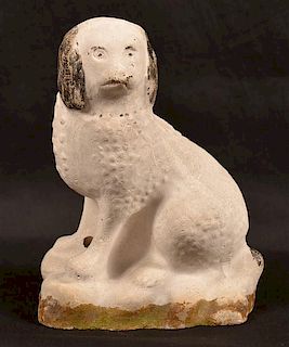 Pennsylvania 19th Century Chalkware Seated Dog.