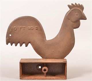 Antique Cast Iron Rooster Windmill Weight.