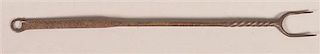 Wrought Iron Punched Decorated Fork Dated 1785.