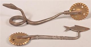 Two T. Loose Contemporary Wrought Iron Pie Crimpers.