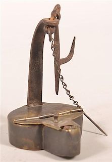 Peter Derr Brass & Wrought Iron Betty Lamp Dated 1847.
