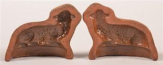 PA 19th Century Redware Lamb Form Chocolate mold.