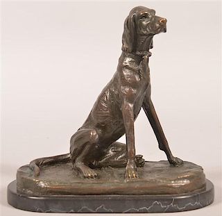 A. Cain Vintage Bronze Sculpture of a Seated Hound.