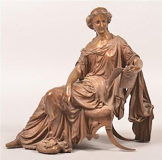 Doriot Antique Bronze Sculpture of a Seated Woman.