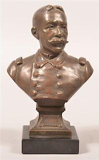 Henri Godet Vintage Bronze Bust of Admiral Dewey.