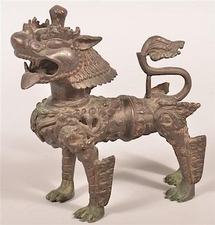 Vintage Chinese Bronze Foo Dog Figure.