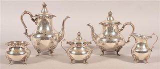 Gorham Sterling Silver Five Piece Coffee and Tea Service.