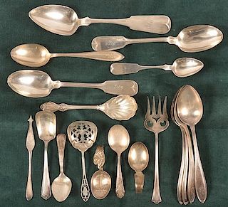 18 Pieces of Miscellaneous Sterling Silver Flatware.