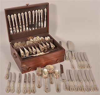 196 Pcs. of Wallace Rose Point Pattern Sterling Flatware.