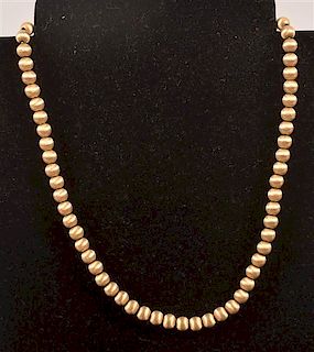 Antique 14K Yellow Gold Bead Necklace.