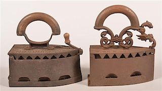 Two Large Antique Charcoal Irons.