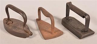 Three Antique Cast Iron Flat Irons.