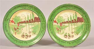Two Frog and Rabbit Transfer Decorated Plates.