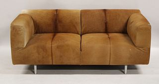 A Vintage And Quality Pony Hide Upholstered Settee