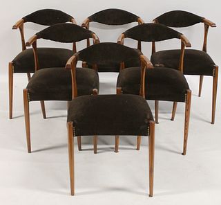 Midcentury Set Of 6 Cow Horn Back Chairs.