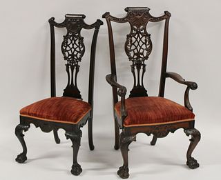 An Antique Pair Of Finely Carved Mahogany High