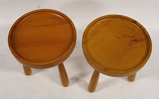 A Pair Of Sergio Rodriguez Style Dish Top Stools.