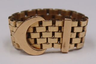 JEWELRY. 14kt Gold Buckle Form Ring.