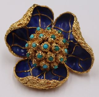 JEWELRY. Italian 18kt Gold, Enamel and Turquoise
