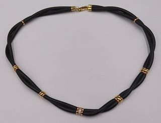 JEWELRY. 18kt Bi-Color Gold and Diamond Necklace.