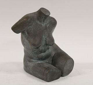Unsigned Female Bronze Torso Sculpture.