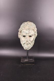 Vintage Patinated Classical Bronze Bust On stand