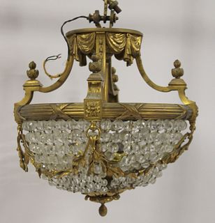 Fine Quality Bronze Neoclassical Style Chandelier.