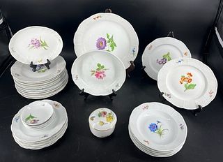 Meissen Floral Decorated Porcelain Grouping.