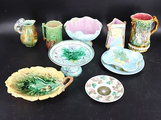 Large Grouping of Antique Majolica (10 pcs)