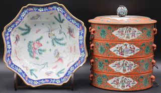 Chinese Enamel Porcelain Grouping.