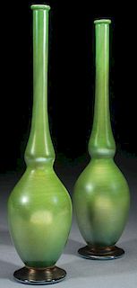 A MATCHED PAIR OF L.C. TIFFANY FAVRILE BUD VASES